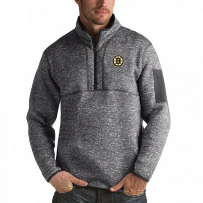Boston Boston Bruins Antigua Fortune Quarter-Zip Pullover Jacket Black