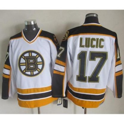 Boston Bruins #17 Milan Lucic White/Black CCM Throwback Stitched NHL Jersey