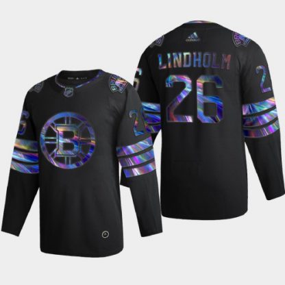Washington Boston Bruins #26 Par Lindholm Men's Nike Iridescent Holographic Collection NHL Jersey - Black