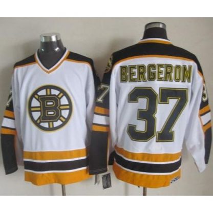 Boston Bruins #37 Patrice Bergeron White/Black CCM Throwback Stitched NHL Jersey