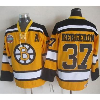 Boston Bruins #37 Patrice Bergeron Yellow Winter Classic CCM Throwback Stitched NHL Jersey