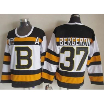 Boston Bruins #37 Patrice Bergeron White CCM Throwback 75TH Stitched NHL Jersey