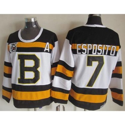 Boston Bruins #7 Phil Esposito White CCM Throwback 75TH Stitched NHL Jersey
