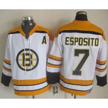 Boston Bruins #7 Phil Esposito White CCM Throwback Stitched NHL Jersey