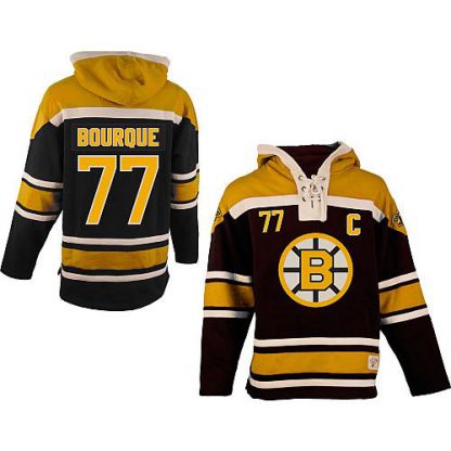 Boston Bruins #77 Ray Bourque Black Sawyer Hooded Sweatshirt Stitched NHL Jersey