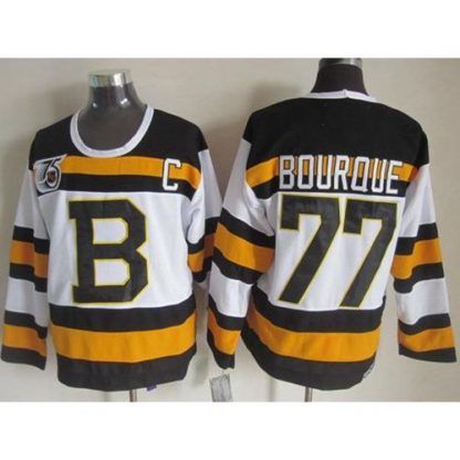 Boston Bruins #77 Ray Bourque White CCM Throwback 75TH Stitched NHL Jersey