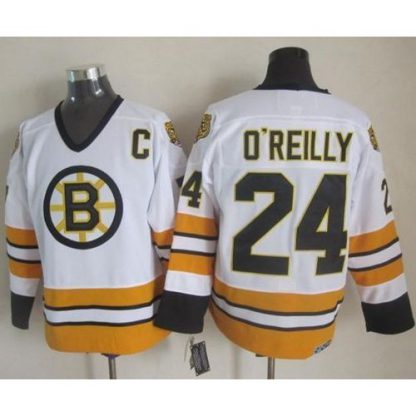 Boston Bruins #24 Terry O'Reilly White/Yellow CCM Throwback Stitched NHL Jersey