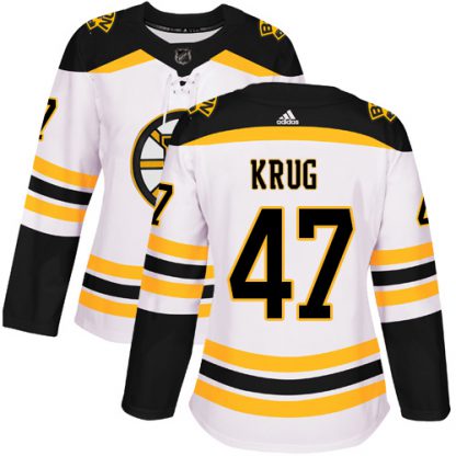 Adidas Boston Bruins #47 Torey Krug White Road Authentic Women's Stitched NHL Jersey