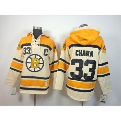 Boston Bruins #33 Zdeno Chara Cream Sawyer Hooded Sweatshirt Stitched NHL Jersey
