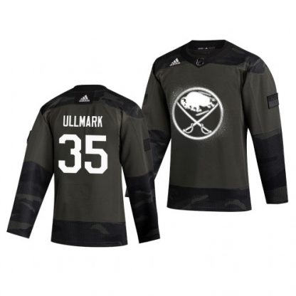 Buffalo Buffalo Sabres #35 Linus Ullmark Adidas 2019 Veterans Day Men's Authentic Practice NHL Jersey Camo