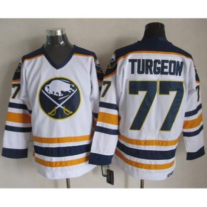 Buffalo Sabres #77 Pierre Turgeon White CCM Throwback Stitched NHL Jersey