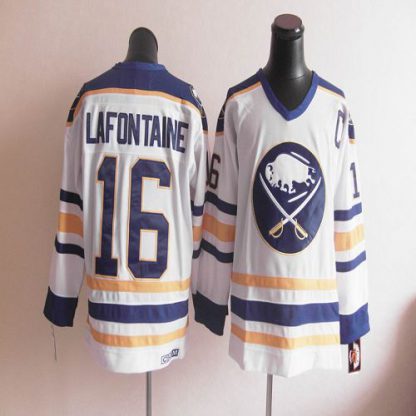CCM Throwback Buffalo Sabres #16 Lafontaine White Stitched NHL Jersey