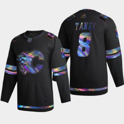 Calgary Calgary Flames #8 Christopher Tanev Men's Nike Iridescent Holographic Collection NHL Jersey - Black