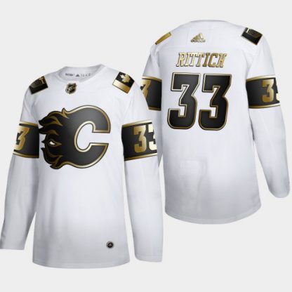Calgary Calgary Flames #33 David Rittich Men's Adidas White Golden Edition Limited Stitched NHL Jersey