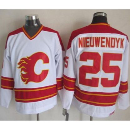 Calgary Flames #25 Joe Nieuwendyk White CCM Throwback Stitched NHL Jersey