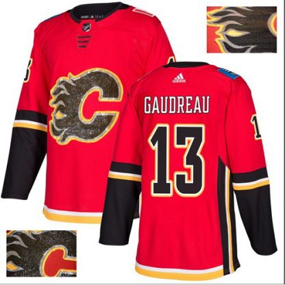 Adidas Calgary Flames #13 Johnny Gaudreau Red Home Authentic Fashion Gold Stitched NHL Jersey
