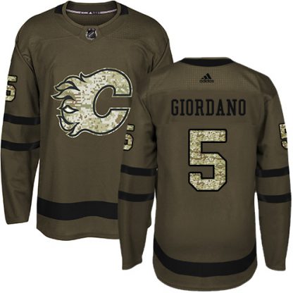 Adidas Calgary Flames #5 Mark Giordano Green Salute to Service Stitched Youth NHL Jersey