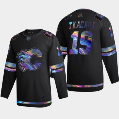 Calgary Calgary Flames #19 Matthew Tkachuk Men's Nike Iridescent Holographic Collection NHL Jersey - Black