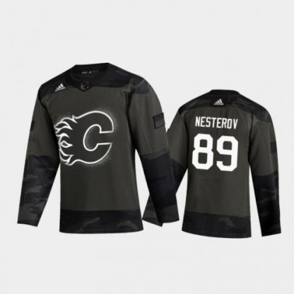 Calgary Calgary Flames #89 Nikita Nesterov Men's Adidas 2020 Veterans Day Authentic NHL Jersey - Camo