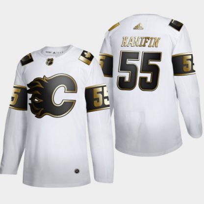 Calgary Calgary Flames #55 Noah Hanifin Men's Adidas White Golden Edition Limited Stitched NHL Jersey