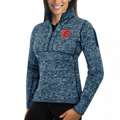 Calgary Calgary Flames Antigua Women's Fortune 1/2-Zip Pullover Sweater Royal
