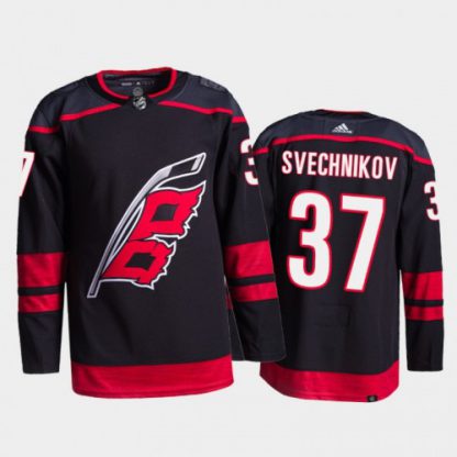 Adidas Carolina Hurricanes #37 Andrei Svechnikov Men's 2021-22 Alternate Authentic NHL Jersey - Black