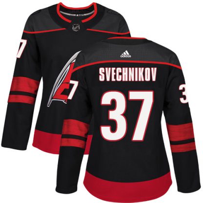 Adidas Carolina Hurricanes #37 Andrei Svechnikov Black Alternate Authentic Women's Stitched NHL Jersey