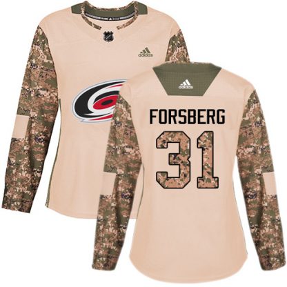 Adidas Carolina Hurricanes #31 Anton Forsberg Camo Authentic 2017 Veterans Day Women's Stitched NHL Jersey