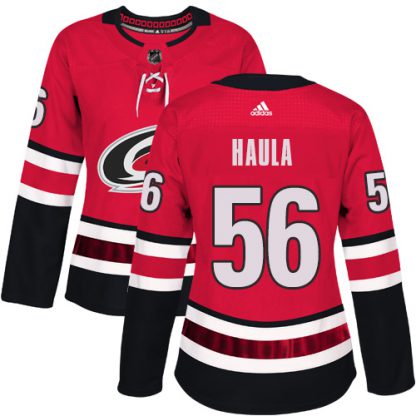 Adidas Carolina Hurricanes #56 Erik Haula Red Home Authentic Women's Stitched NHL Jersey