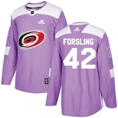 Adidas Carolina Hurricanes #42 Gustav Forsling Purple Authentic Fights Cancer Stitched NHL Jersey