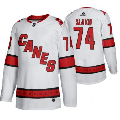 Carolina Carolina Hurricanes #74 Jaccob Slavin Men's 2019-20 Away Authentic Player White Stitched NHL Jersey