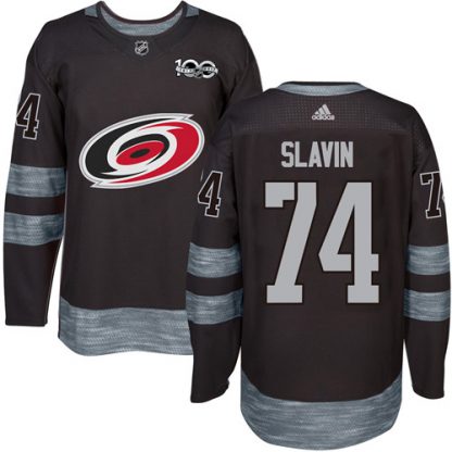 Adidas Carolina Hurricanes #74 Jaccob Slavin Black 1917-2017 100th Anniversary Stitched NHL Jersey