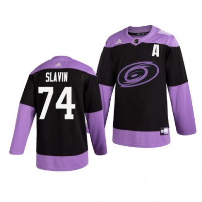 Carolina Carolina Hurricanes #74 Jaccob Slavin Adidas Men's Hockey Fights Cancer Practice NHL Jersey Black