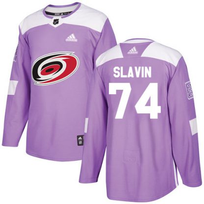 Adidas Carolina Hurricanes #74 Jaccob Slavin Purple Authentic Fights Cancer Stitched NHL Jersey