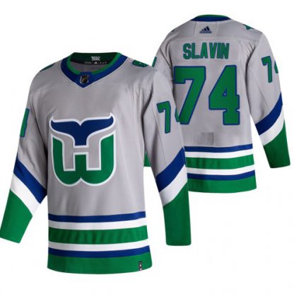 Carolina Carolina Hurricanes #74 Jaccob Slavin Grey Men's Adidas 2020-21 Reverse Retro Alternate NHL Jersey