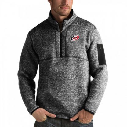 Carolina Carolina Hurricanes Antigua Fortune Quarter-Zip Pullover Jacket Charcoal