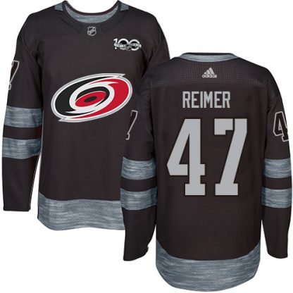 Adidas Carolina Hurricanes #47 James Reimer Black 1917-2017 100th Anniversary Stitched NHL Jersey