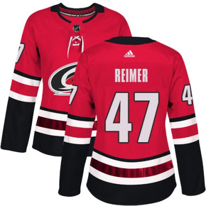 Adidas Carolina Hurricanes #47 James Reimer Red Home Authentic Women's Stitched NHL Jersey