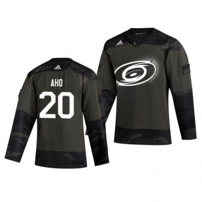 Carolina Carolina Hurricanes #20 Sebastian Aho Adidas 2019 Veterans Day Men's Authentic Practice NHL Jersey Camo