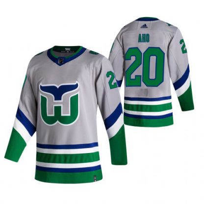 Carolina Carolina Hurricanes #20 Sebastian Aho Grey Men's Adidas 2020-21 Reverse Retro Alternate NHL Jersey