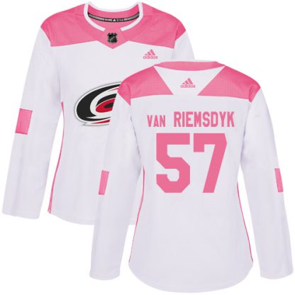Adidas Carolina Hurricanes #57 Trevor Van Riemsdyk White/Pink Authentic Fashion Women's Stitched NHL Jersey