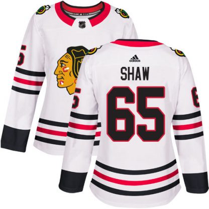 Adidas Chicago Blackhawks #65 Andrew Shaw White Road Authentic Women's Stitched NHL Jersey