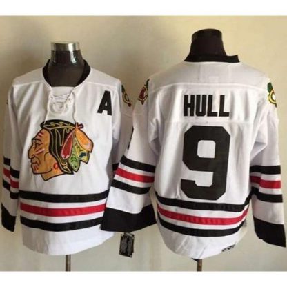 Chicago Blackhawks #9 Bobby Hull White CCM Throwback Stitched NHL Jersey