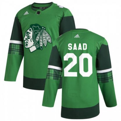 Chicago Chicago Blackhawks #20 Brandon Saad Men's Adidas 2020 St. Patrick's Day Stitched NHL Jersey Green.jpg.jpg