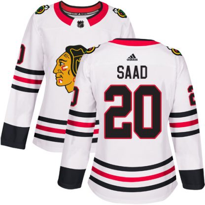 Adidas Chicago Blackhawks #20 Brandon Saad White Road Authentic Women's Stitched NHL Jersey