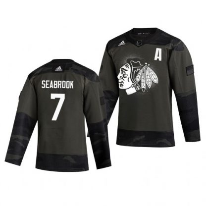 Chicago Chicago Blackhawks #7 Brent Seabrook Adidas 2019 Veterans Day Men's Authentic Practice NHL Jersey Camo