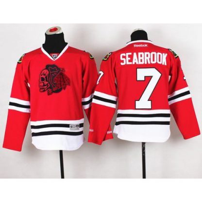 Chicago Blackhawks #7 Brent Seabrook Red(Red Skull) Stitched Youth NHL Jersey