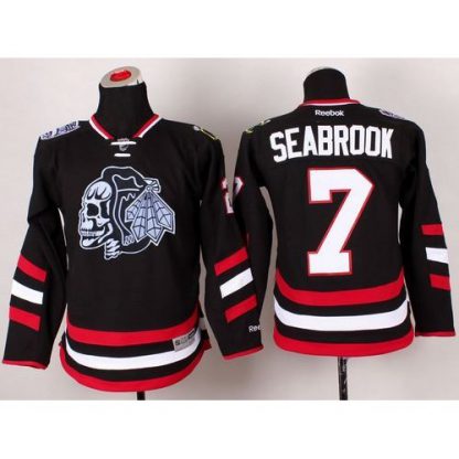 Chicago Blackhawks #7 Brent Seabrook Black(White Skull) 2014 Stadium Series Stitched Youth NHL Jersey
