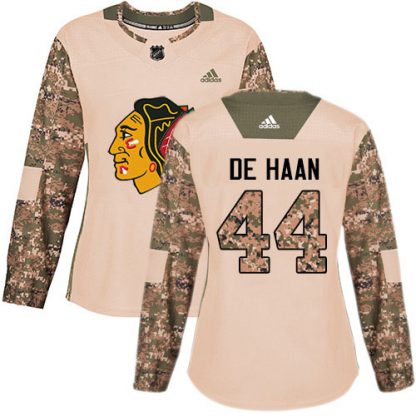 Adidas Chicago Blackhawks #44 Calvin De Haan Camo Authentic 2017 Veterans Day Women's Stitched NHL Jersey
