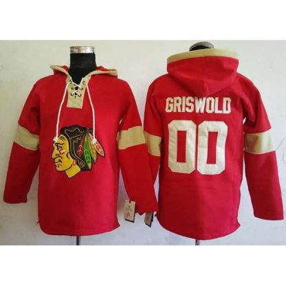 Chicago Blackhawks #00 Clark Griswold Red Pullover Hoodie Stitched NHL Jersey